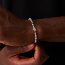 Iced Ball Pendant Bracelet (Silver) 4mm