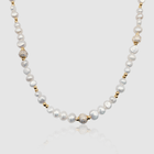 Iced Beaded Real Pearl Necklace (Gold)