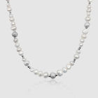 Iced Beaded Real Pearl Necklace (Silver)
