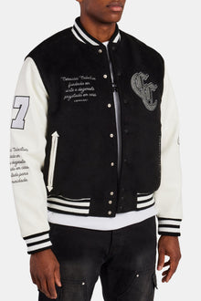 AmalfiGold Rhinestone Varsity Bomber - Black