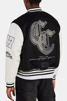 AmalfiGold Rhinestone Varsity Bomber - Black