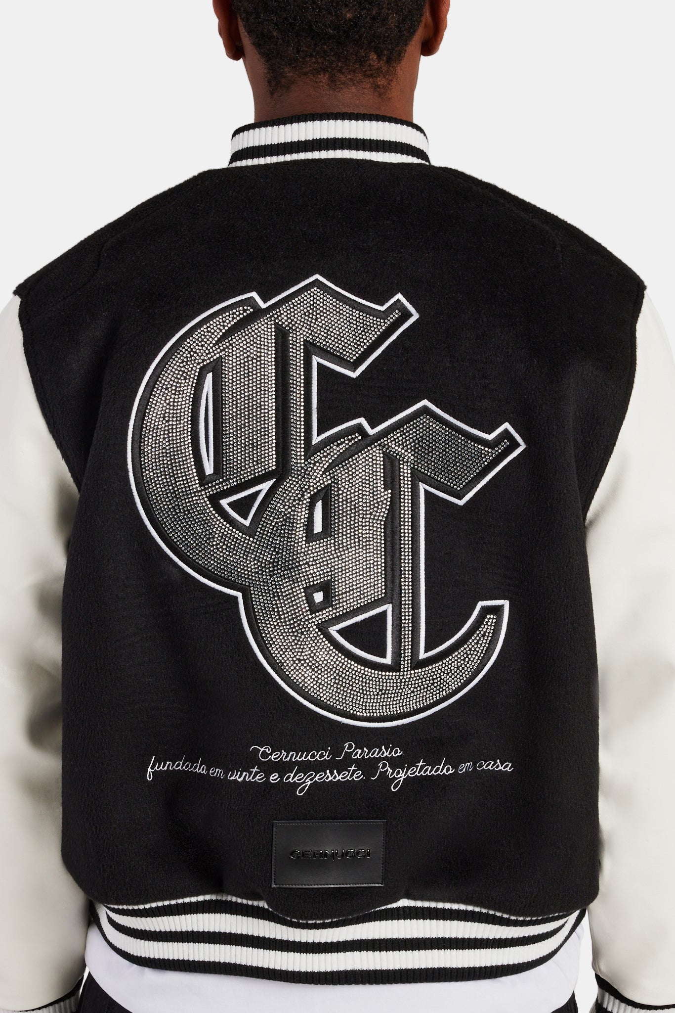 AmalfiGold Rhinestone Varsity Bomber - Black