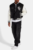 AmalfiGold Rhinestone Varsity Bomber - Black