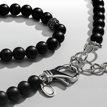 Matte Onyx Beaded Necklace (Silver)
