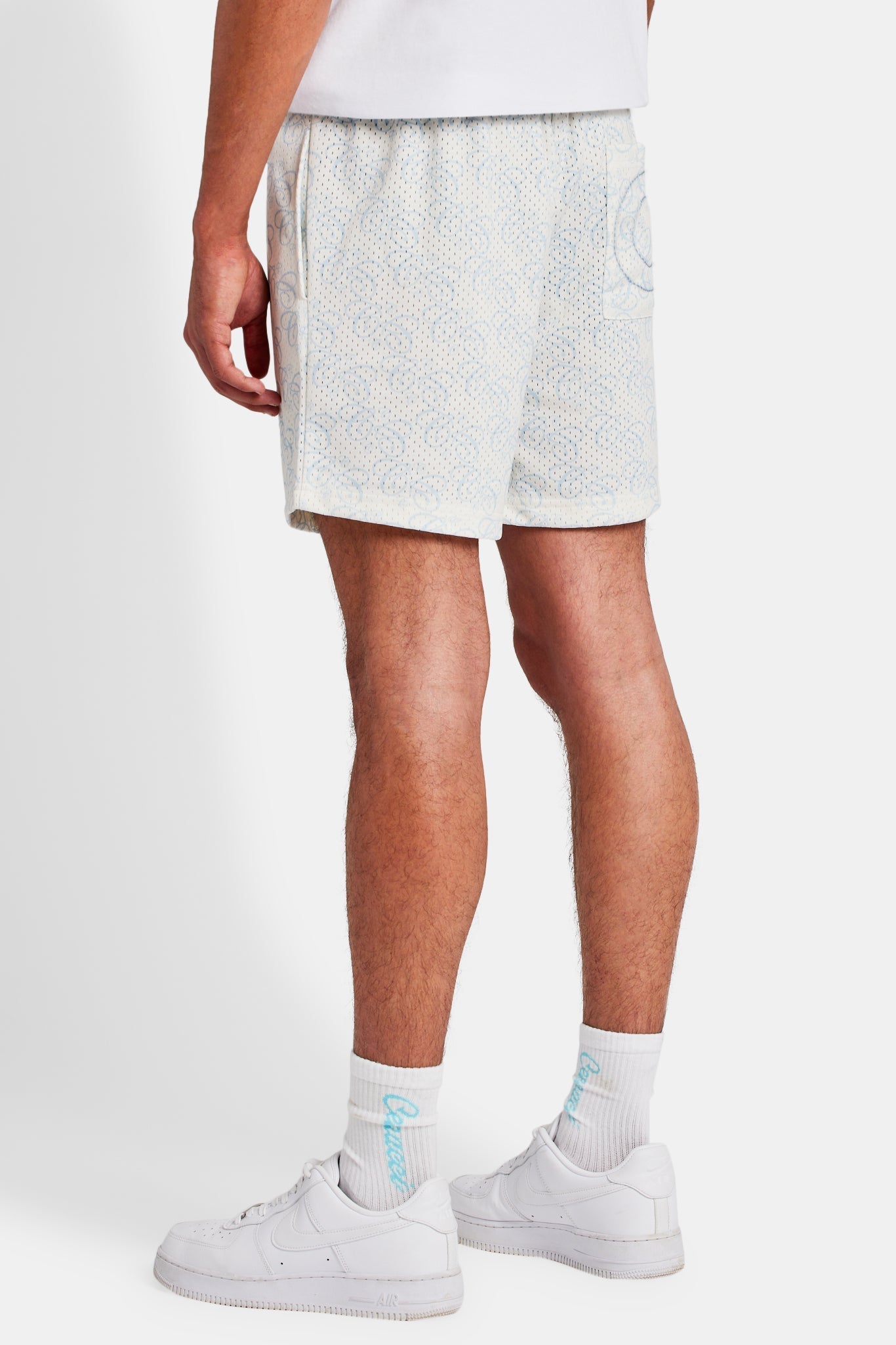 AmalfiGold Repeat Logo Mesh Short - Light Blue
