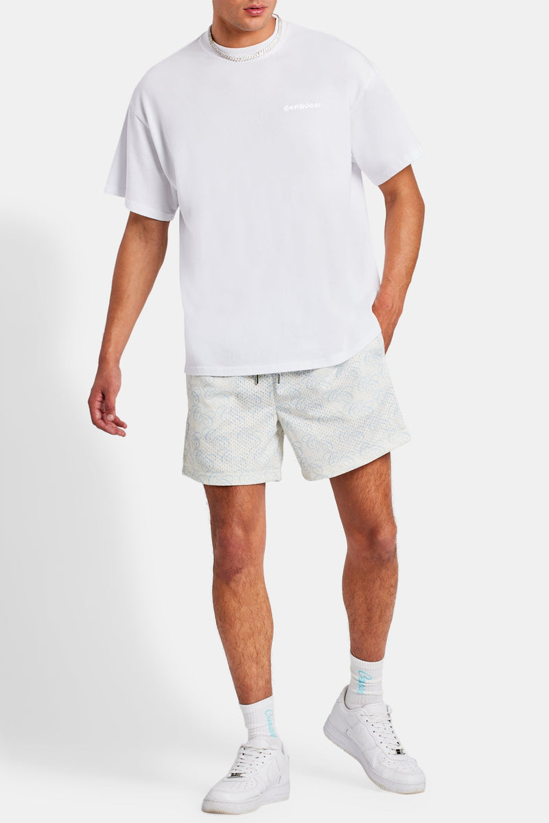 AmalfiGold Repeat Logo Mesh Short - Light Blue