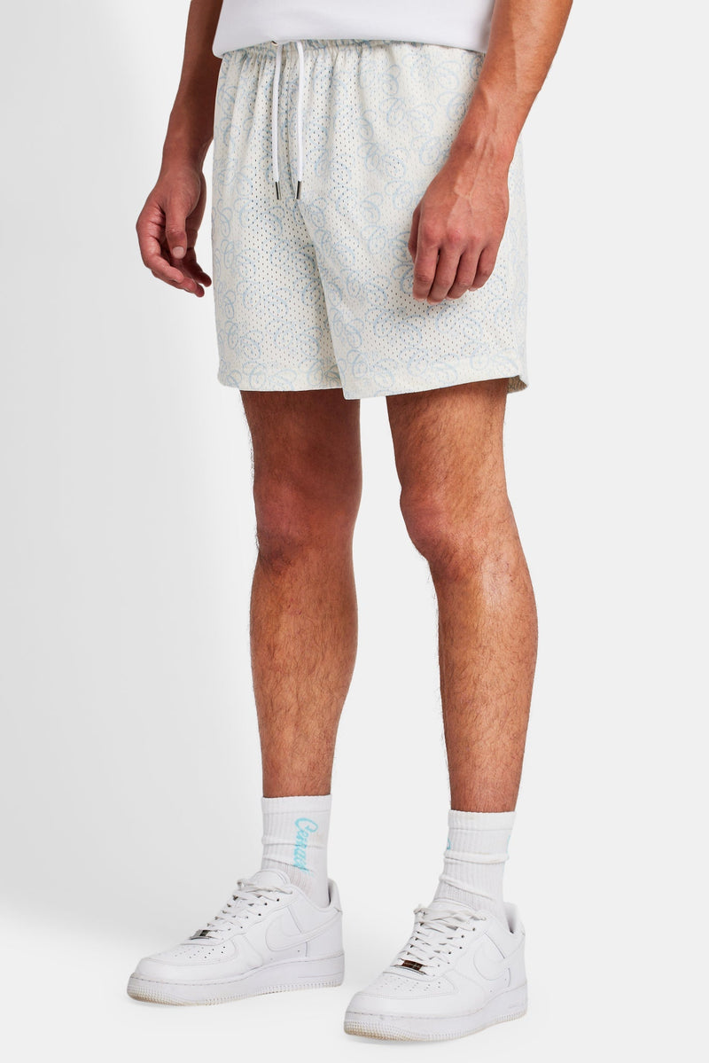 AmalfiGold Repeat Logo Mesh Short - Light Blue