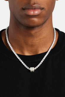 Iced H Letter Block Pendant