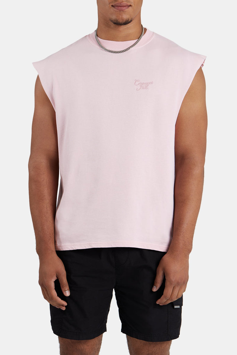 AmalfiGold International Embroidered Oversized Tank - Pink