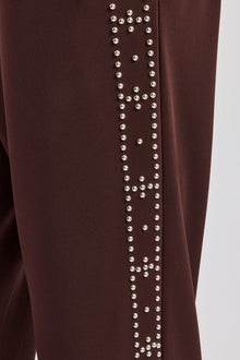 Stud Wide Leg Jogger - Chocolate