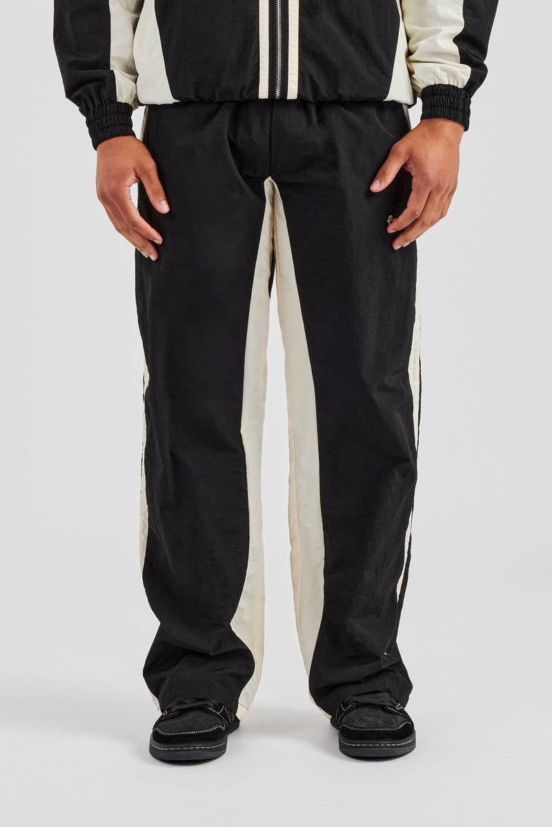 AmalfiGold Contrast Panel Nylon Track Pant - Black