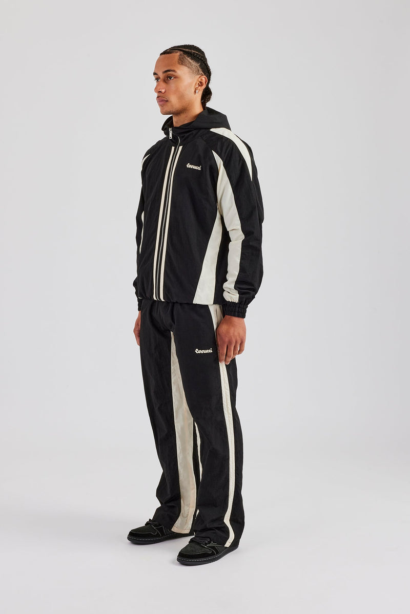 AmalfiGold Contrast Panel Nylon Tracksuit - Black