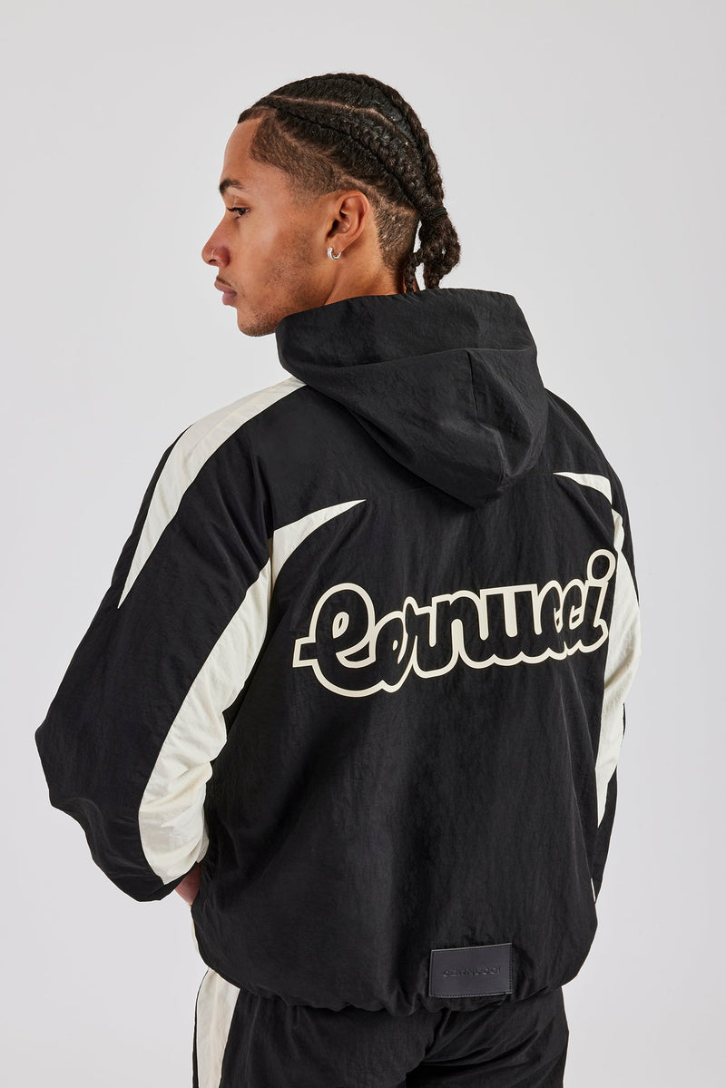 AmalfiGold Contrast Panel Nylon Track Top - Black