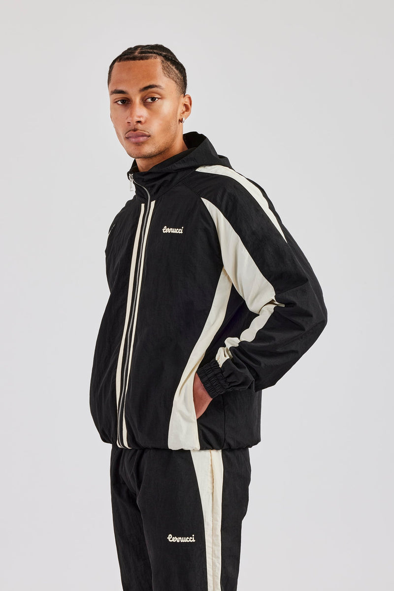 AmalfiGold Contrast Panel Nylon Track Top - Black