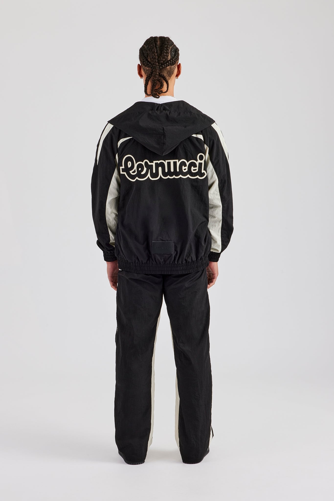 AmalfiGold Contrast Panel Nylon Tracksuit - Black