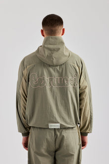 AmalfiGold Contrast Panel Nylon Track Top - Khaki