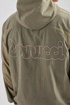 AmalfiGold Contrast Panel Nylon Track Top - Khaki