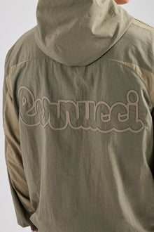 AmalfiGold Contrast Panel Nylon Track Top - Khaki