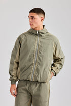 AmalfiGold Contrast Panel Nylon Track Top - Khaki
