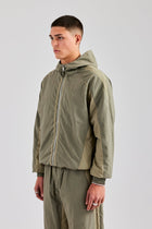 AmalfiGold Contrast Panel Nylon Track Top - Khaki