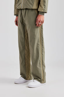AmalfiGold Contrast Panel Nylon Track Pant - Khaki