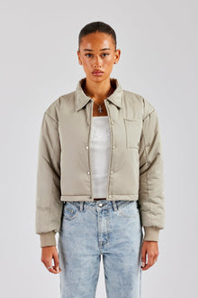 Nylon Pocket Padded Harrington Jacket - Sage