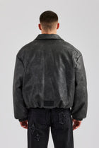 Vintage PU Harrington Jacket - Charcoal