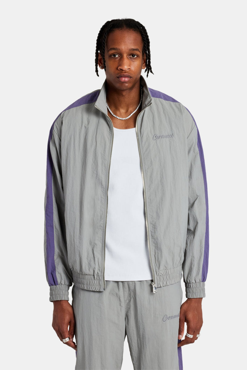 AmalfiGold Panelled Nylon Track Jacket - Charcoal