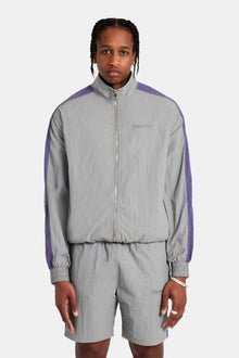 AmalfiGold Panelled Nylon Track Jacket & Short Set - Charcoal