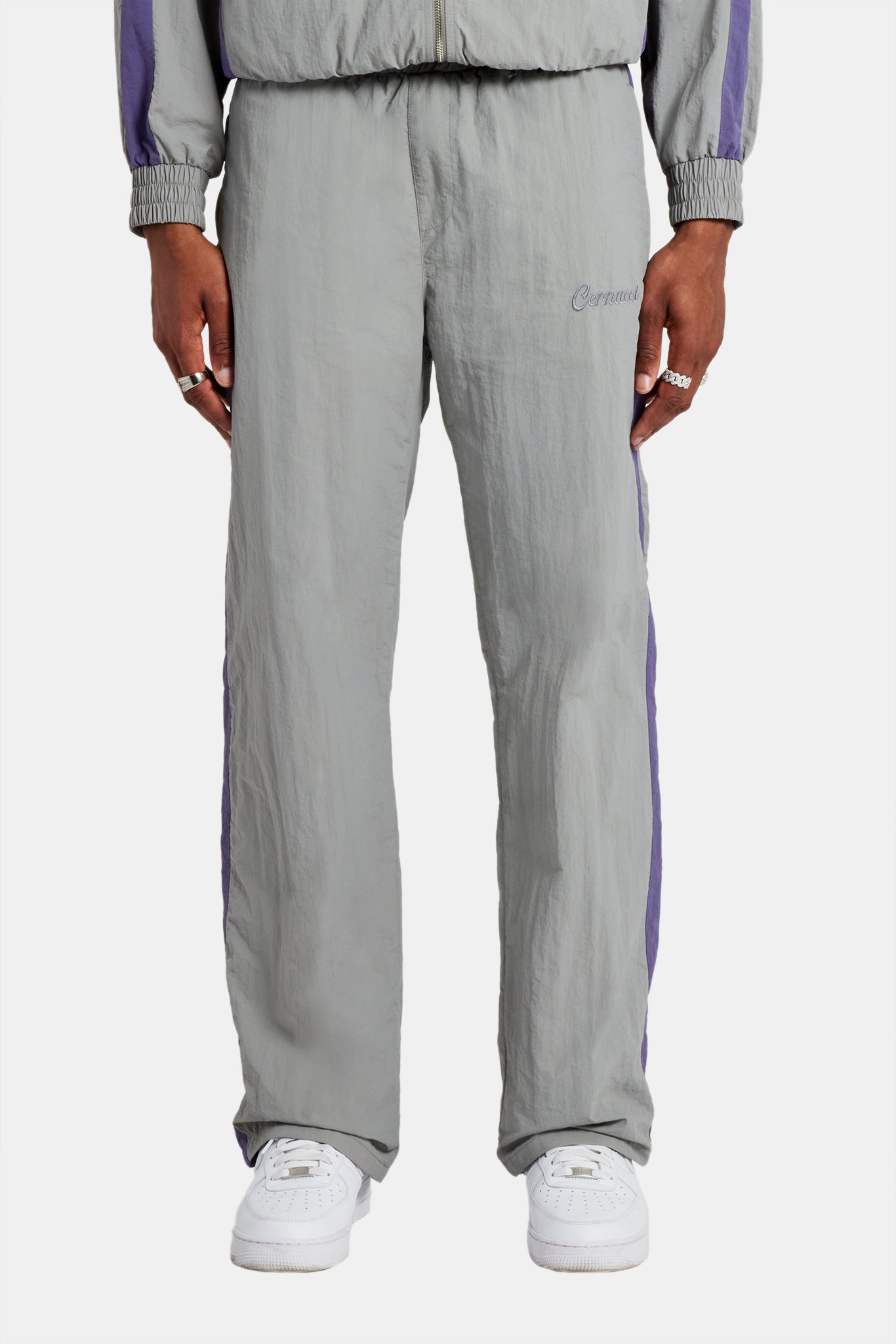 AmalfiGold Panelled Nylon Straight Leg Trouser - Charcoal