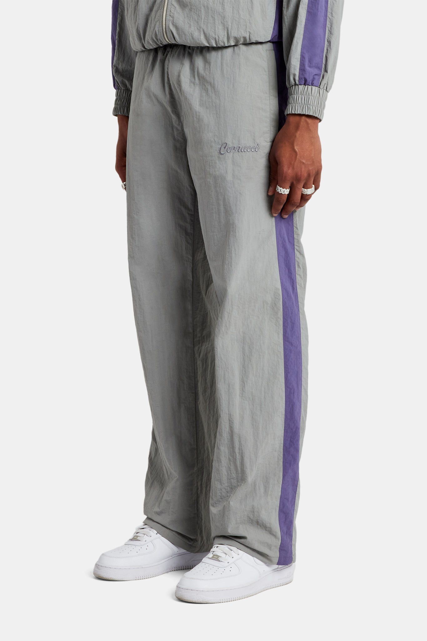 AmalfiGold Panelled Nylon Straight Leg Trouser - Charcoal