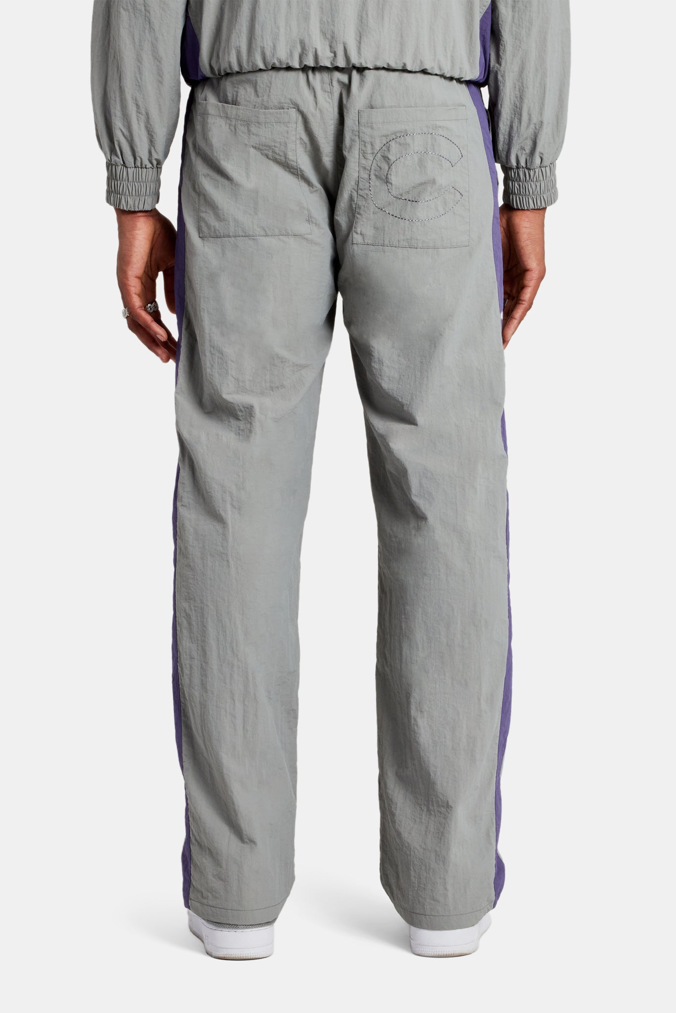 AmalfiGold Panelled Nylon Straight Leg Trouser - Charcoal