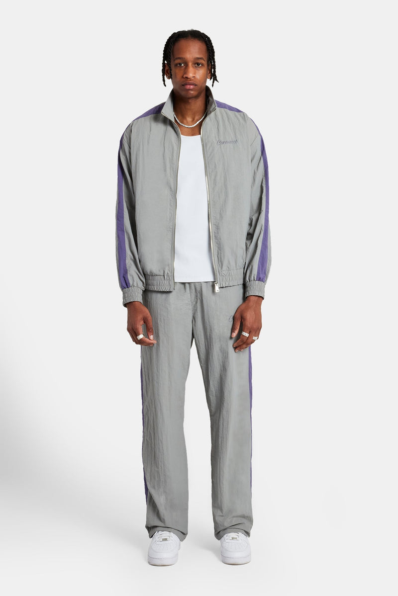 AmalfiGold Panelled Nylon Straight Leg Trouser - Charcoal