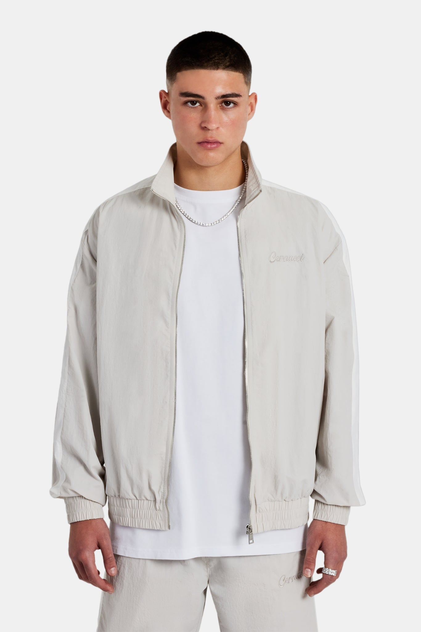AmalfiGold Panelled Nylon Track Jacket - Stone