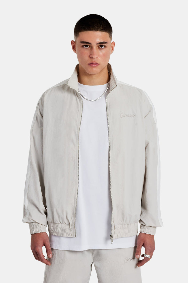 AmalfiGold Panelled Nylon Track Jacket - Stone