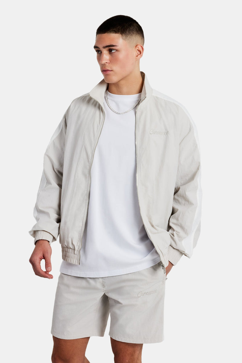 AmalfiGold Panelled Nylon Track Jacket - Stone