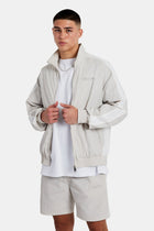 AmalfiGold Panelled Nylon Track Jacket & Short Set - Stone