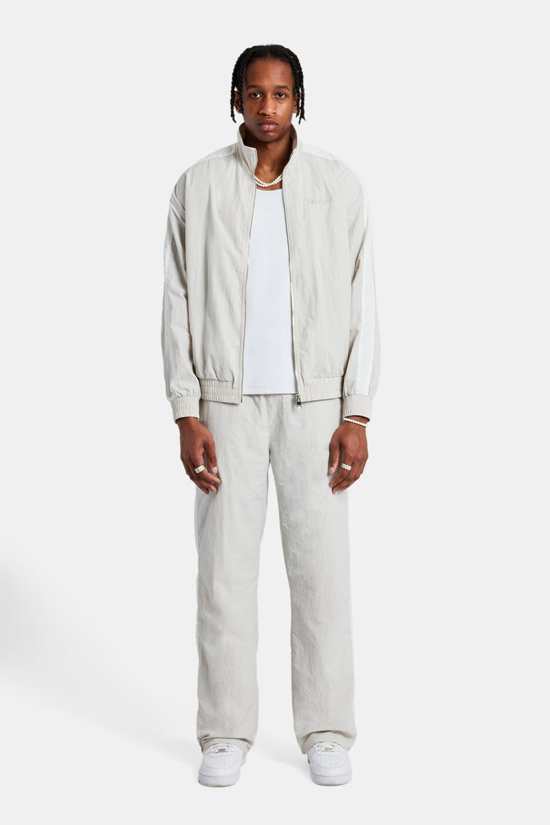 AmalfiGold Panelled Nylon Straight Leg Trouser - Stone