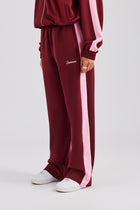 Womens Contrast Panel Track Jacket & Pant - Burgundy