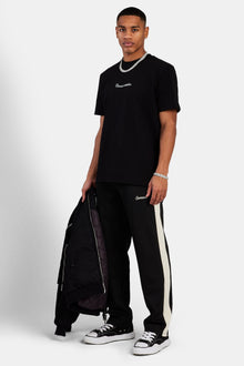 Contrast Panel Track Pant - Black