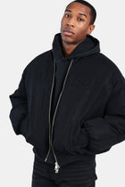 AmalfiGold PU Puffer Bomber Jacket - Black
