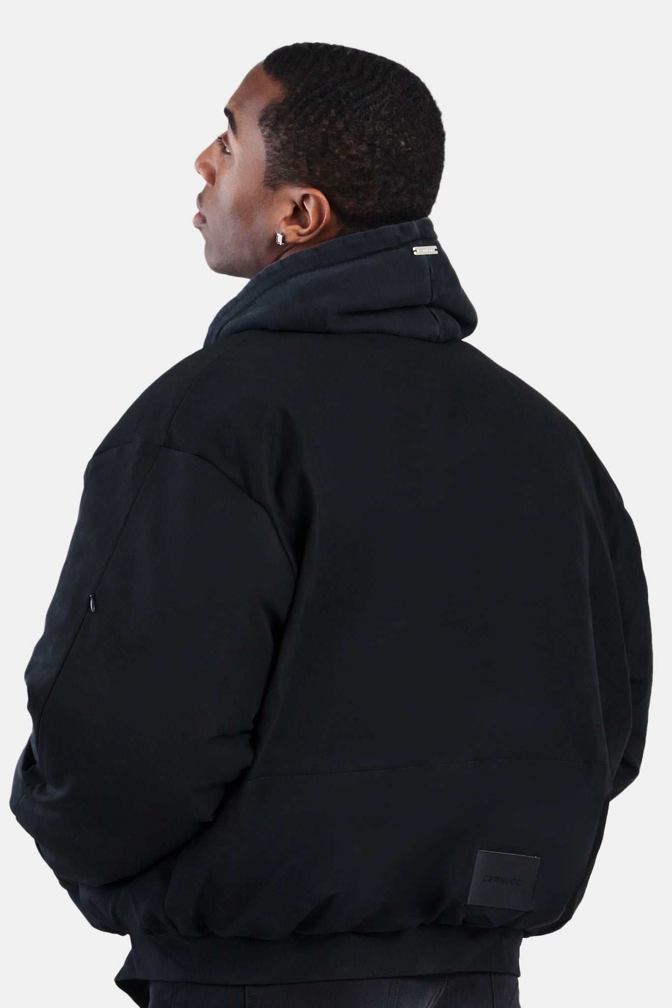 AmalfiGold PU Puffer Bomber Jacket - Black