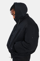 AmalfiGold PU Puffer Bomber Jacket - Black