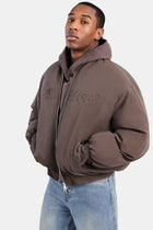 AmalfiGold PU Puffer Bomber Jacket - Brown