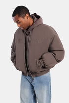 AmalfiGold PU Puffer Bomber Jacket - Brown
