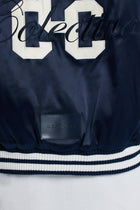 AmalfiGold Satin Souvenir Bomber Jacket - Navy