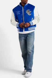 Limited Edition AmalfiGold Rhinestone Varsity Bomber - Cobalt