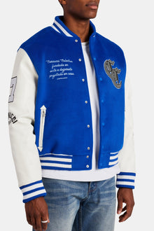 Limited Edition AmalfiGold Rhinestone Varsity Bomber - Cobalt