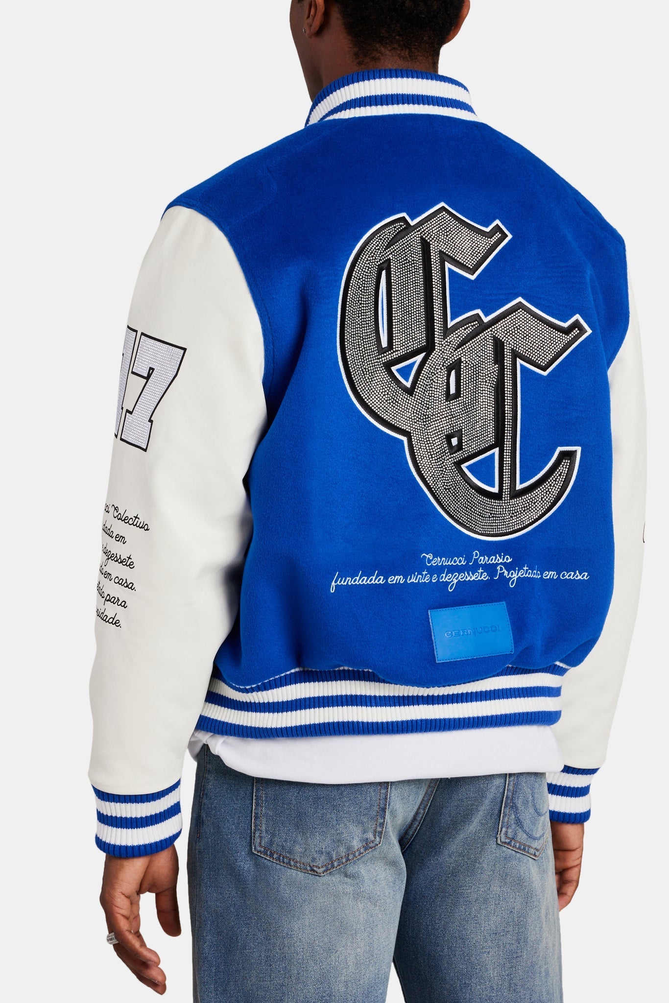 Limited Edition AmalfiGold Rhinestone Varsity Bomber - Cobalt