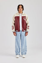Oversized Vintage Bomber Jacket - Red